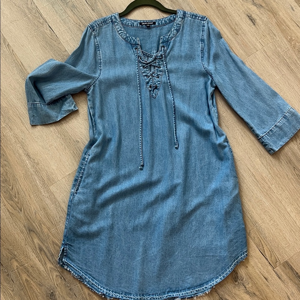 Dear John Denim Lace-Up Tunic Dress
